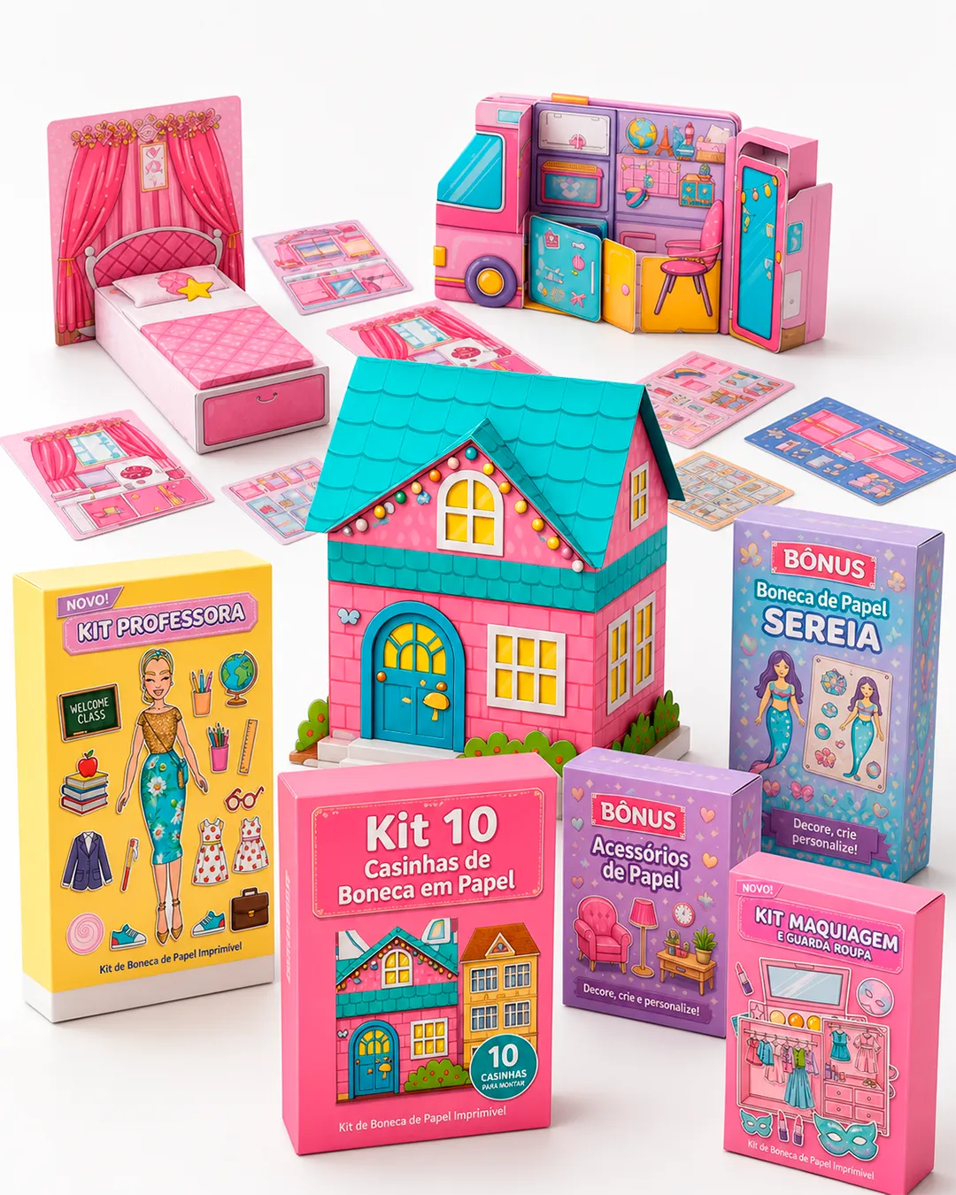 Super Kit Casinhas de Boneca em Papel — 10 modelos exclusivos